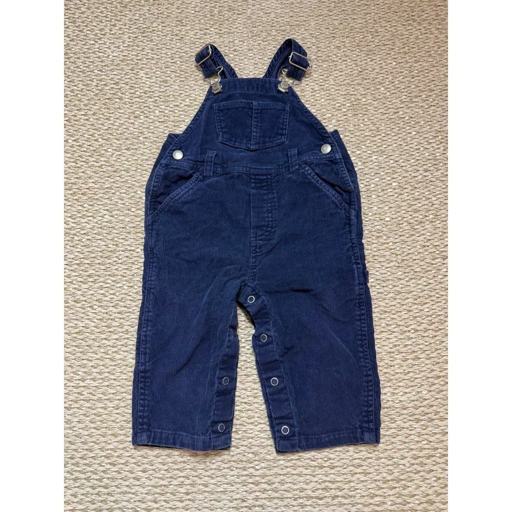 Old Navy Baby Navy Blue Corduroy Overalls 12-18 Months Cotton y2k vintage infant
